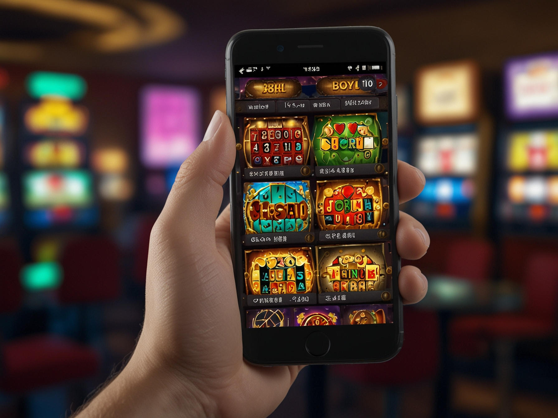 Smartphone con interfaccia casino