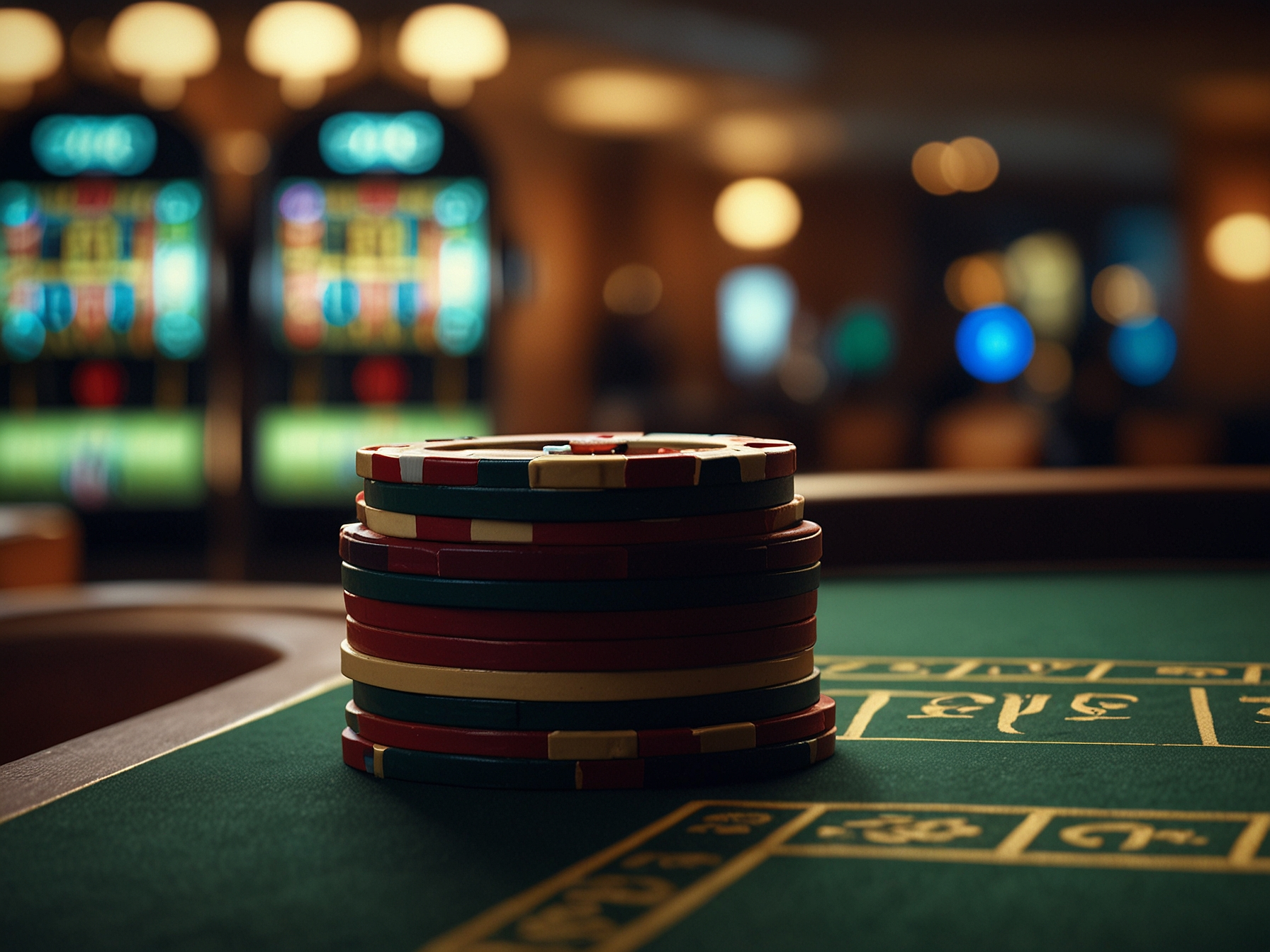 Tavolo da casinò con fiches e carte