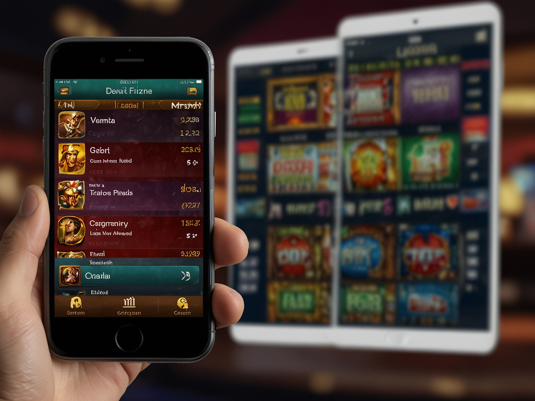 Interfaccia mobile del sito di casinò su smartphone