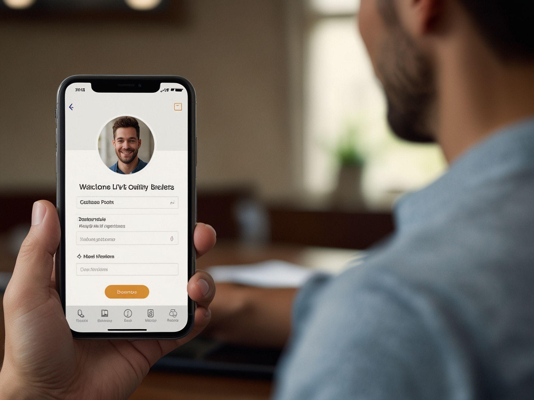 Persona che completa la registrazione su un dispositivo mobile